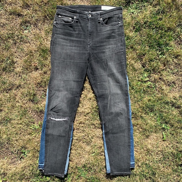 Rag & Bone Reconstructed Ripped Step Hem Jeans Nina high rise ankle cigarette 30 - Picture 5 of 9